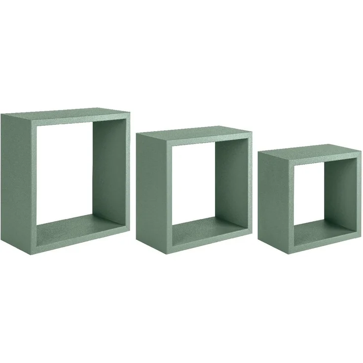 Homemania Incubo Wandregal für Wohnzimmer, Schlafzimmer, Büro, MDF, Grün, 35 x 35 x 15,5/30 x 30 x 15,5/25 x 25 x 15,5 cm – Bild 1