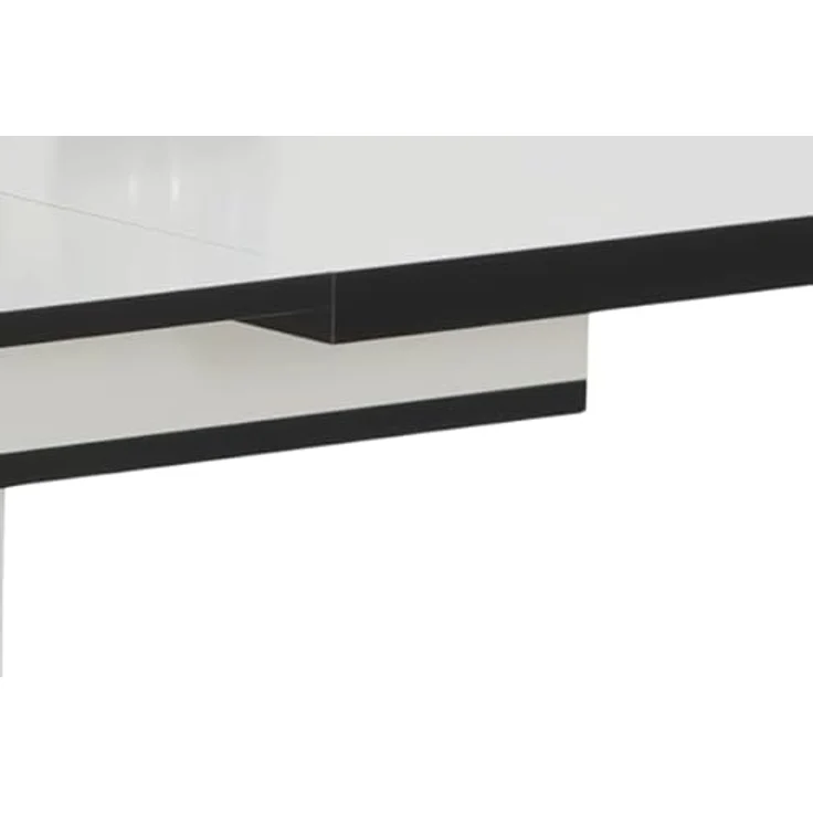 Hela Tische, Esstisch Säulentisch Ariana, Dekor Weiß melaminbeschichtet Kanten Schwarz, ausziehbar, Maß 120-160x80 cm – Bild 9