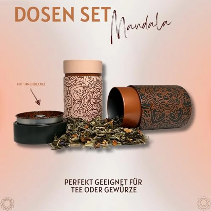 MediMuc Teedose 2er Set Mandala, (Dosen, 2er Set Mandala), Teedose, Gewürzdose, Motivdose, Dosen Set – Bild 2