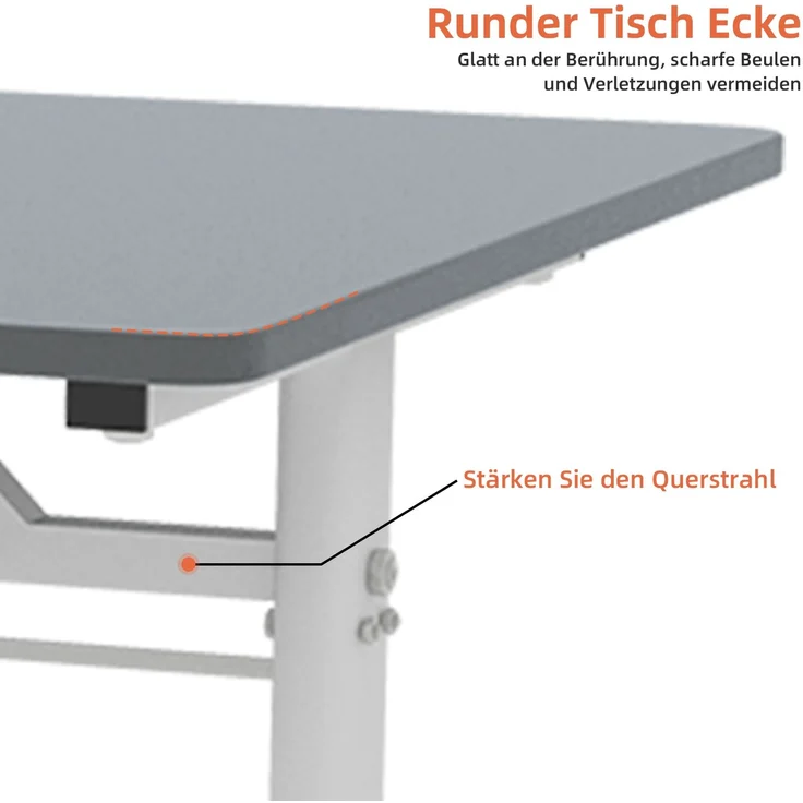 Schreibtisch, höhenverstellbar mit Handkurbel, Metall, Grau – Bild 5