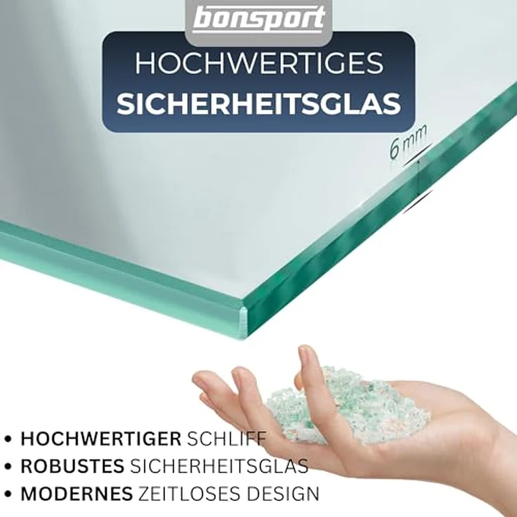 bonsport Glasregal Wandregal für Badezimmer Klarglas - Glas Regal aus 6 mm Sicherheitsglas 40cm - Glasablage Glasregalboden Badablage – Bild 7