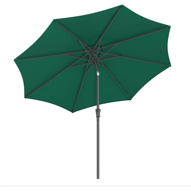 SONGMICS Sonnenschirm 300 cm, UPF 50+, Strandschirm, beidseitig um 30° knickbar, Sonnenschutz, mit Kurbel zum Öffnen/Schließen, für Terrasse, Balkon, Pool, ohne Ständer, grün GPU30GN