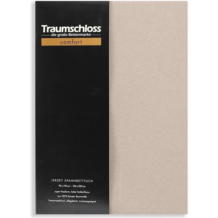 Traumschloss Spannbettlaken Comfort, Jersey, Stein, 180-200x200, 100% Baumwolle – Bild 1