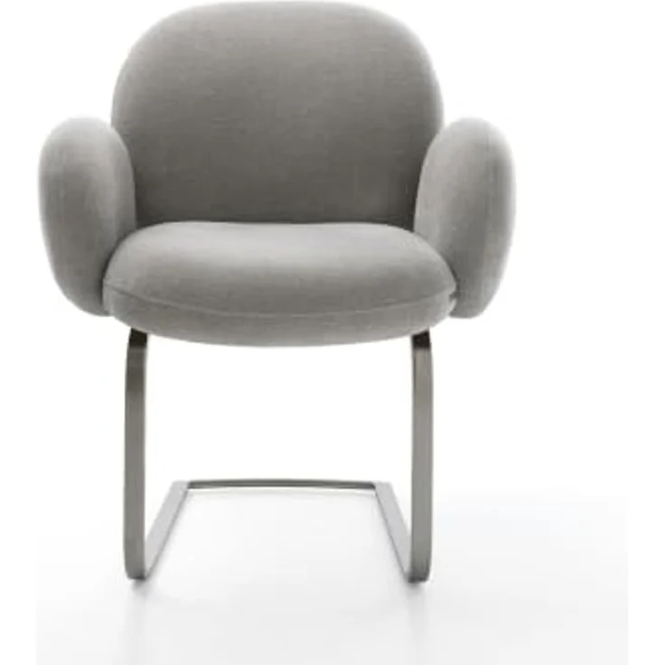 Freischwinger Nube-Flex mit Armlehnen Strukturstoff Soft Grau Freischwinger flach Graphit Taschenfederkern – Bild 3