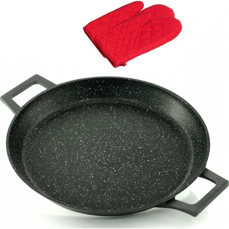 Paellapfanne Grillpfanne Bratpfanne Ø40 Cheffinger CF-PP40 Set + Topfhandschuhe