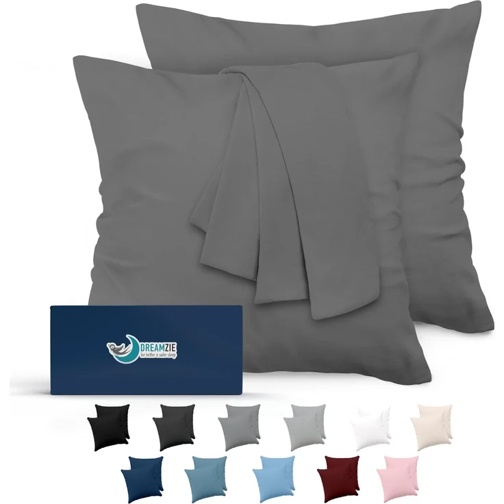 Kissenbezug 60x60 Anthrazit 2er Set Mikrofaser Oeko-TEX Zertifiziert Dreamzie - Kopfkissenbezug 60x60 Weich