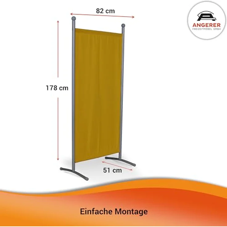 Angerer Stellwand - Raumteiler & Raumtrenner Sichtschutz - einfache Montage ohne Bohren - Outdoor Paravent für Windschutz & Schatten auf Balkon (klein (82x178 cm), Gelb) – Bild 8