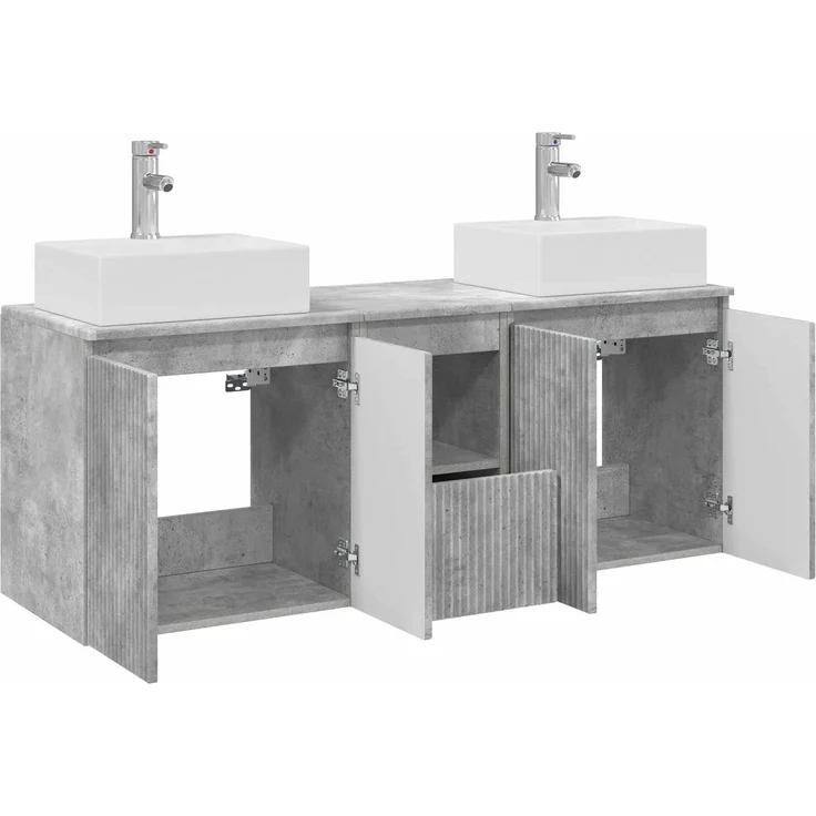 vidaXL Badezimmerschrank-Set 3 stk. Betongrau 129 x 41 x 79,5 cm 3405650 – Bild 4