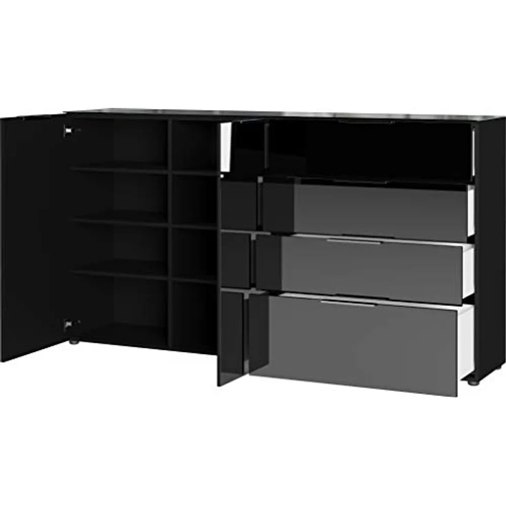 Germania Sideboard 3698-83 GW-Oakland, in Schwarz, mit Glasauflage, 184 x 102 x 42 cm (BxHxT) – Bild 6