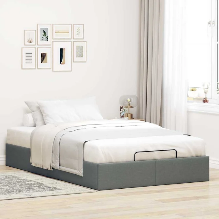 vidaXL Ottoman-Bett ohne Matratze Dunkelgrau 120x190 cm Stoff 3310862 – Bild 2