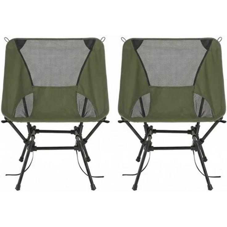 SONGMICS Faltbarer Outdoor Stuhl 2er Set, höhenverstellbarer Campingstuhl mit Stahlrahmen, 2 Seitentaschen, für Reisen, grün – Bild 4