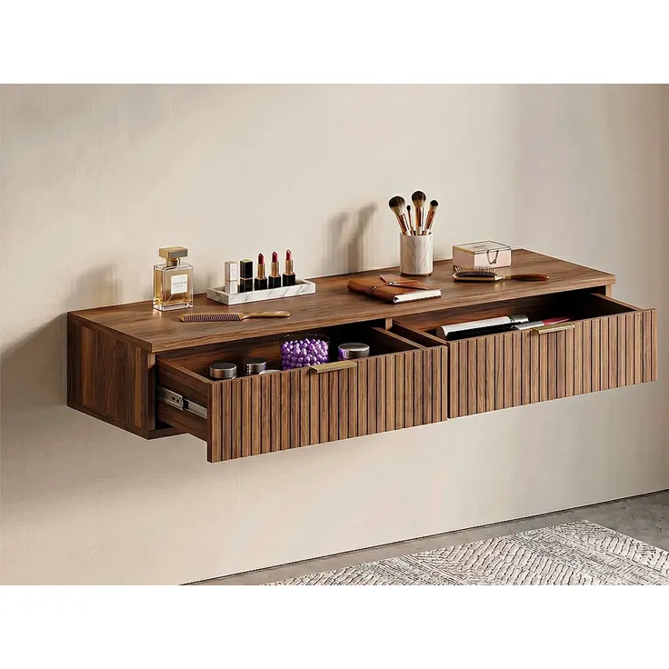 Vente-unique - FRALYN Büromöbel Holz, Platte Braun - B 45 cm x H 20 cm x L 110 cm – Bild 2