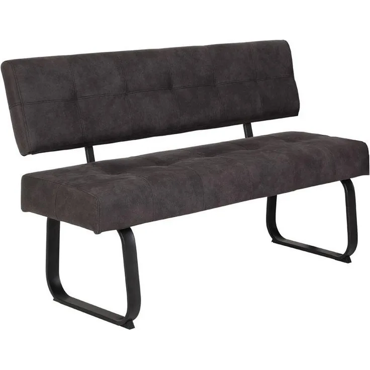 Sitzbank LUISE anthrazit Vintage Stoff Metall Polster 140 cm