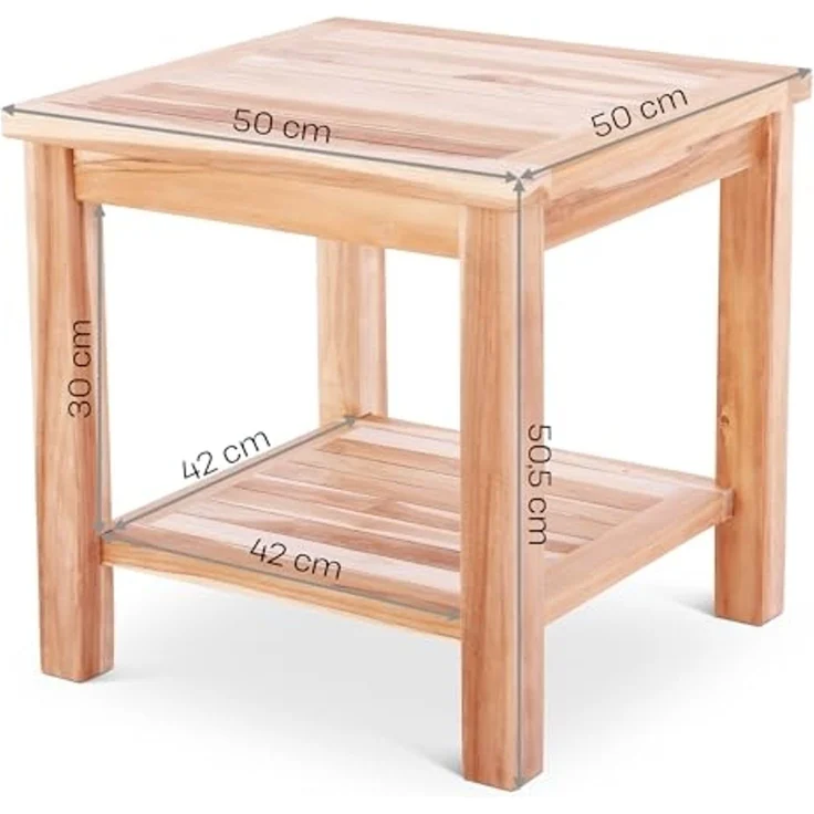 Raburg Gartentisch Beistelltisch Teakholz, 50 x 50 cm, wetterfestes Teak, langlebig, leicht & robust, UV-beständig & pflegeleicht – Bild 3