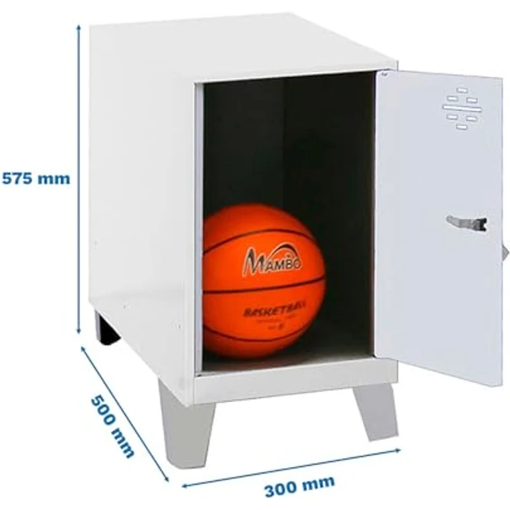 SimonRack Simonlocker Kommode, klein, 575 x 300 x 500 mm, Amario aus Metall, inkl. Schlüssel, Grau/Weiß – Bild 3