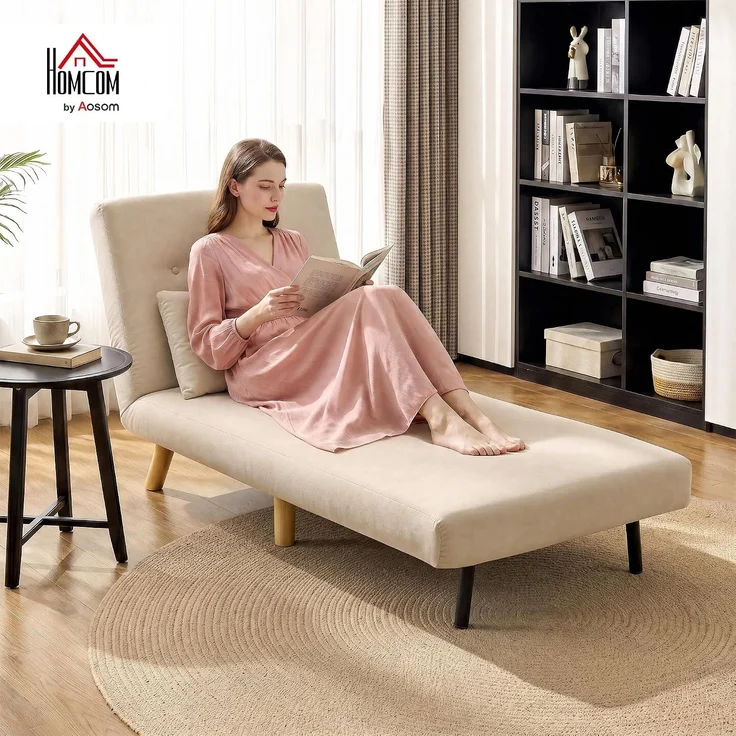 HOMCOM Schlafsessel, Polyester, Beige, 72 x 78 x 79 cm – Bild 2