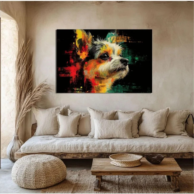 DARO Design Wandbild Hunde Pop Art Wandbilder Wand Deko Bilder Modern Leinwandbild, (Malteser - Bild klein Wohnzimmer Schlafzimmer Büro Flur Esszimmer Einteilig Querformat Fotodruck Pop-Art Hunde), 20x30 cm – Bild 2