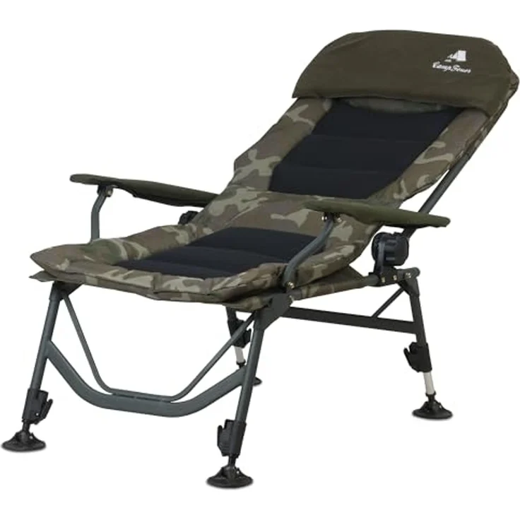 CampFeuer Angelstuhl Angelstuhl, Camouflage olivgrün, Höhenverstellbarer Campings, Extra breite Schlammfüße verhindern das Einsinken in den Sand/Schlamm – Bild 6