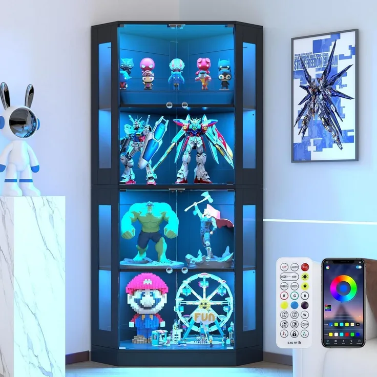 Eckvitrine mit gehärtetem Glas LED Beleuchtung
