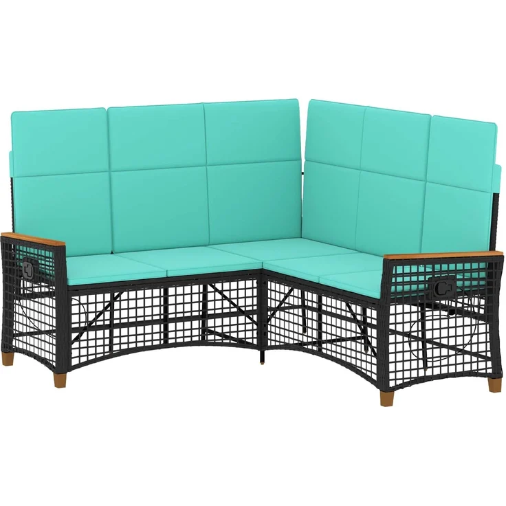 vidaXL Garten Liegesofa Set Schwarz und Türkis 164 x 164 x 112 cm 42026828 – Bild 2