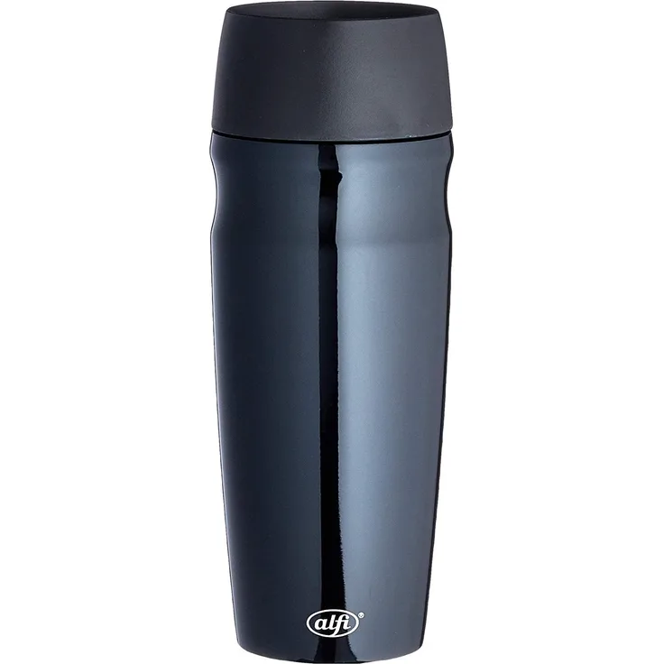 alfi 5617. 233. 035 Coffee To Go Trinkbecher isoMug, Edelstahl Schwarz 0,35 l, 4 Stunden heiß, 8 Stunden kalt, BPA-Free, 360° Trinken