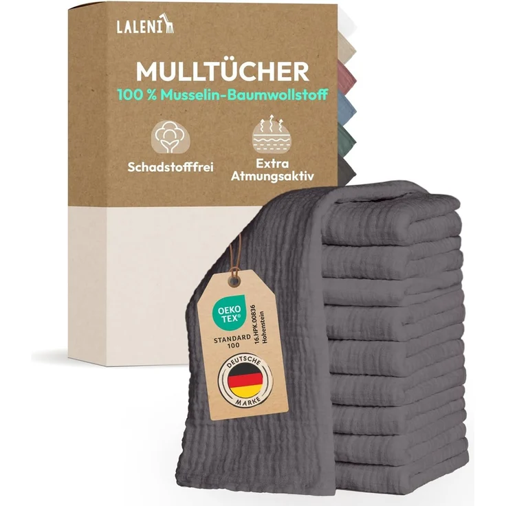 Laleni Spucktuch Spucktücher Baby aus Reiner Baumwolle in 70x70, (20-tlg), OEKO-TEX Zertifizierte Mulltücher