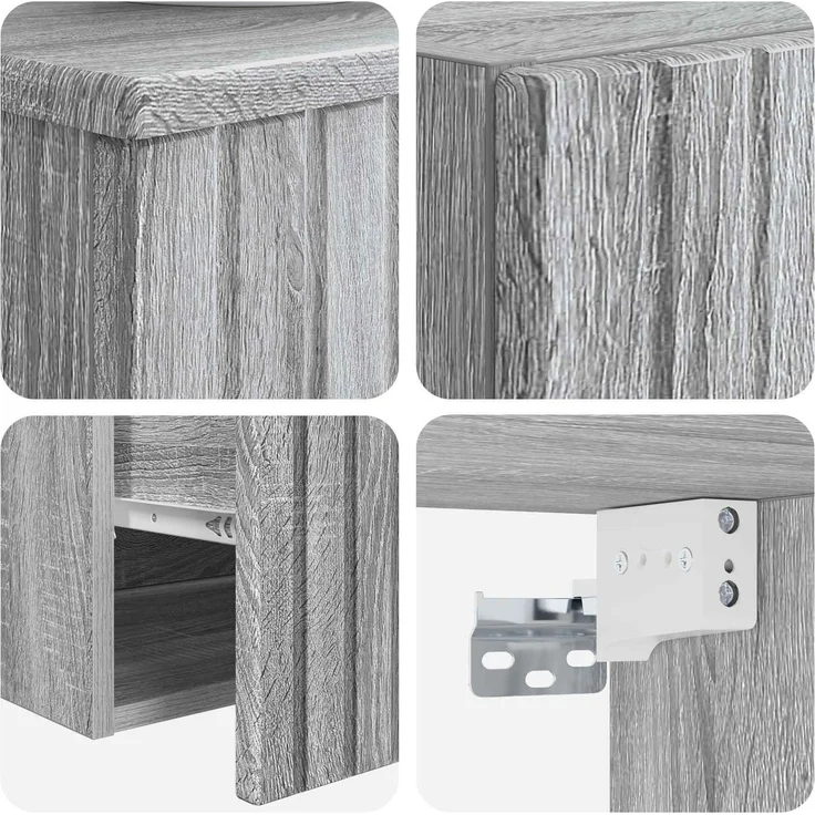 vidaXL Badezimmerschrank-Set 2 stk. Grau Sonoma 33 x 34,5 x 100 cm 3406139 – Bild 6