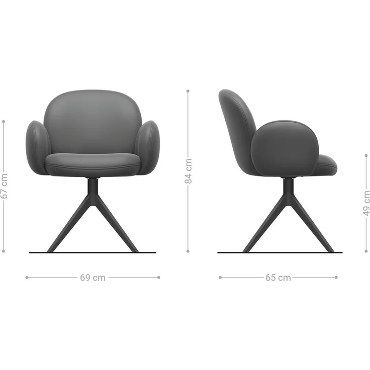 Drehstuhl Nube-Flex mit Armlehnen Bouclé Soft Beige Kreuzgestell breit Edelstahl 360° drehbar Taschenfederkern – Bild 5
