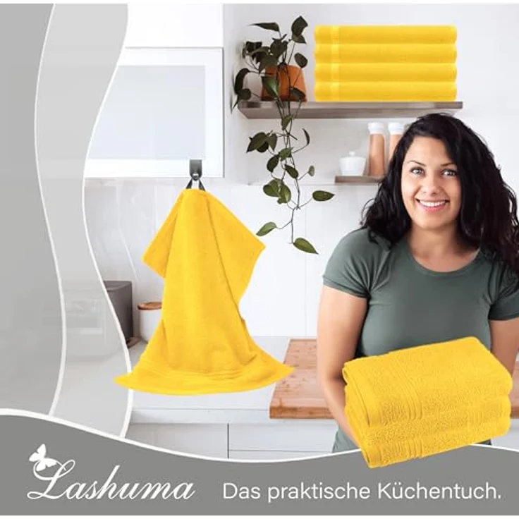 Lashuma Geschirrtuch Premium, (Spar-Set, 4-tlg, Küchenhandtücher 50x50 cm), kleine Frottee Handtücher für Küche, Bad, Garten, Camping – Bild 3
