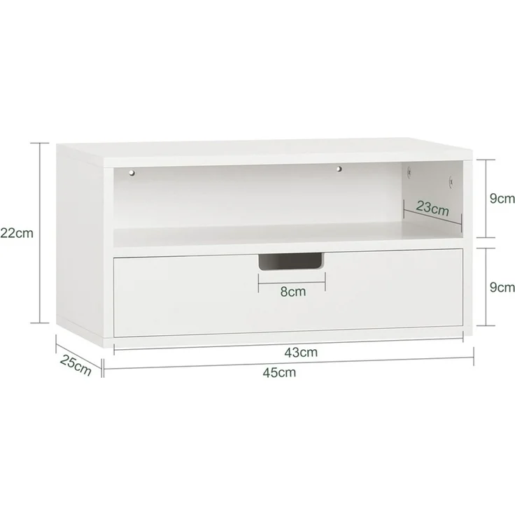 SoBuy NKD03-W Bettablage, MDF, Lackiert, Weiß, 45 x 22 x 25 cm – Bild 3