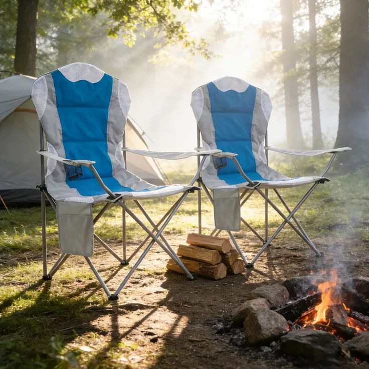 Mondeer Campingstuhl (2er Set) (2 St), Baumwollkissen tragbar