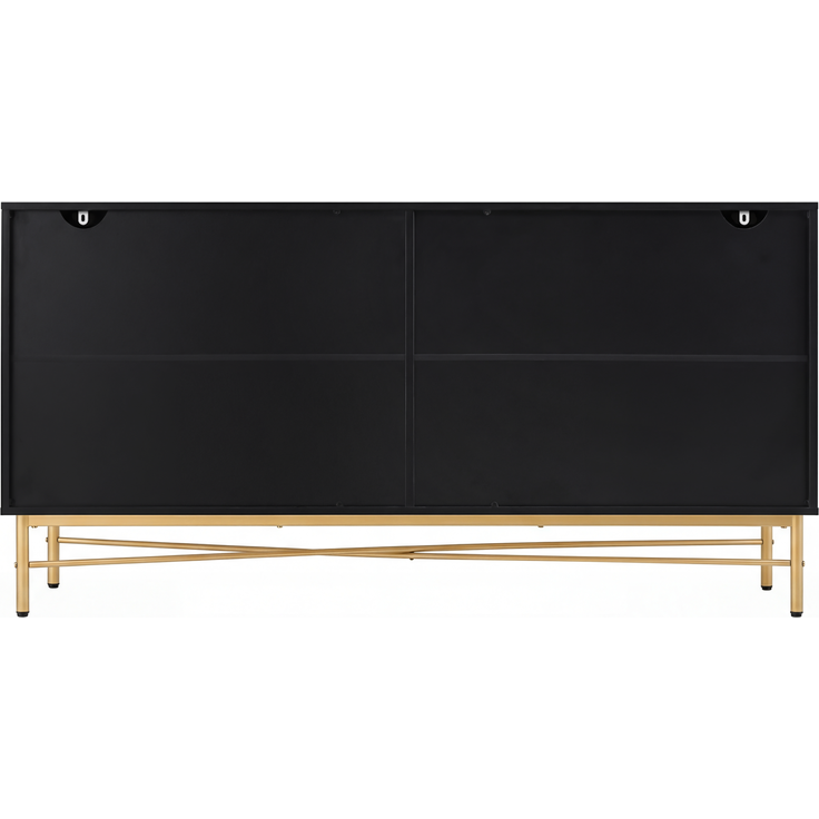 DESVIAE Sideboard mit 4 Türen und Soft-Close 160x82x40 cm aus MDF und Spanplatte Schwarz – Bild 9