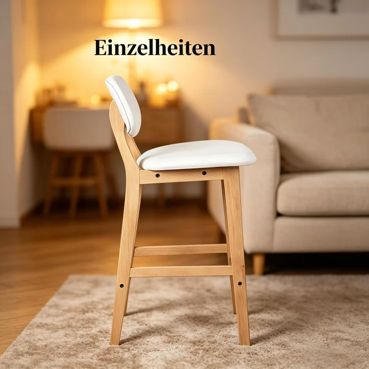 Elegante Essstühle,Stabile Barstühle,Chat-Stühle mit Dicken Polstern(Nur Set von 2 Bar Hocker)--Weiß--43x37.5x91.5cm--YOUDENOVA – Bild 4