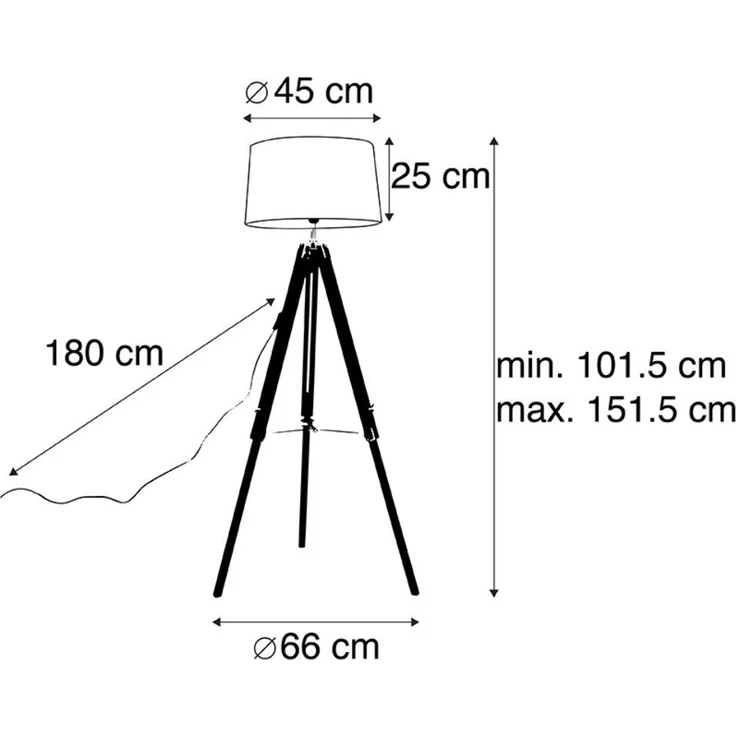 Qazqa Stehlampe Tripod, ohne Leuchtmittel, E27, Weiß, Industrie, Holz, 1-flammig – Bild 3