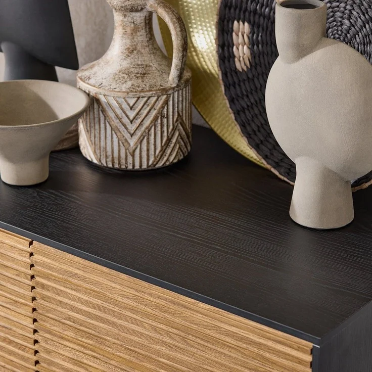 SoBuy HFSB03-SCH Sideboard, MDF, Papierfurnier, Helle Eiche, 110 x 83 x 40 cm – Bild 8