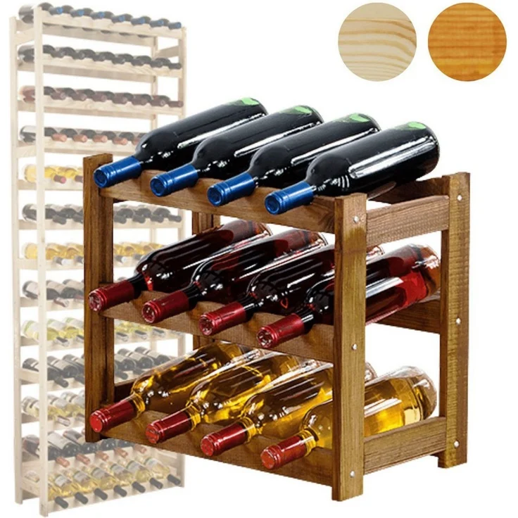 Modo24 Weinregal Flaschenregal Holzregal Flaschenständer Varianten 12 bis 91 Flaschen, RW1 Getränkeregal, 3 Farben, FSC Holz Nachhaltig – Bild 1