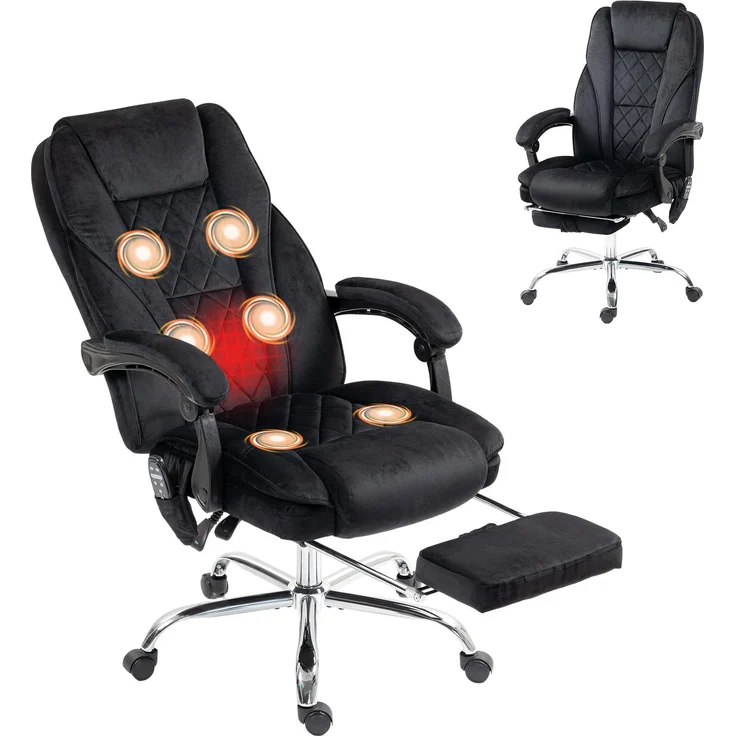 Wohnora-Bürostuhl Ergonomisch mit Vibrationsmassage und Wärme, Schwarz,H 1190cm x T 720cm x B 350cm,Black – Bild 2