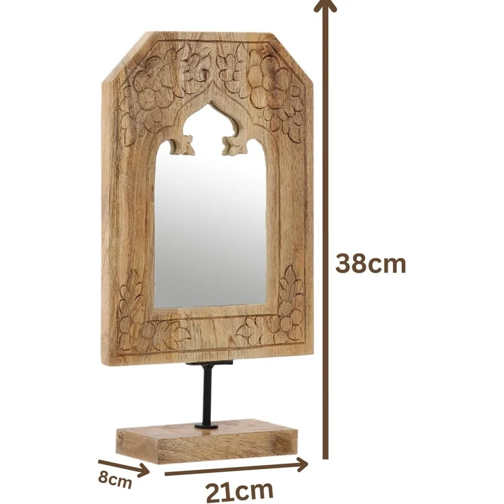 Marrakesch Orient & Mediterran Interior Schminkspiegel Schminkspiegel Schminktisch Holz 38cm, Boho Standspiegel Spiegel – Bild 7