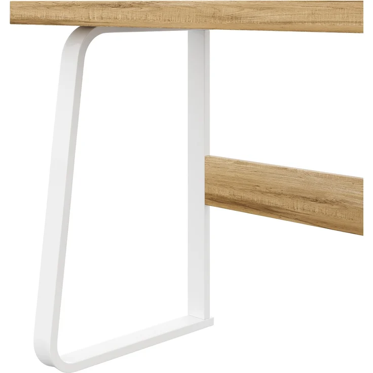 Flieks Schreibtisch 161 x 54 x 76.4 cm mit offenem Ablagefach, geräuscharmer Schublade und Stahlgestell, Naturholzfarben – Bild 9