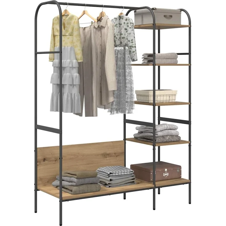vidaXL Kleiderständer mit Regal Beige 120 x 44 x 160 cm Holzwerkstoff 868450 – Bild 2