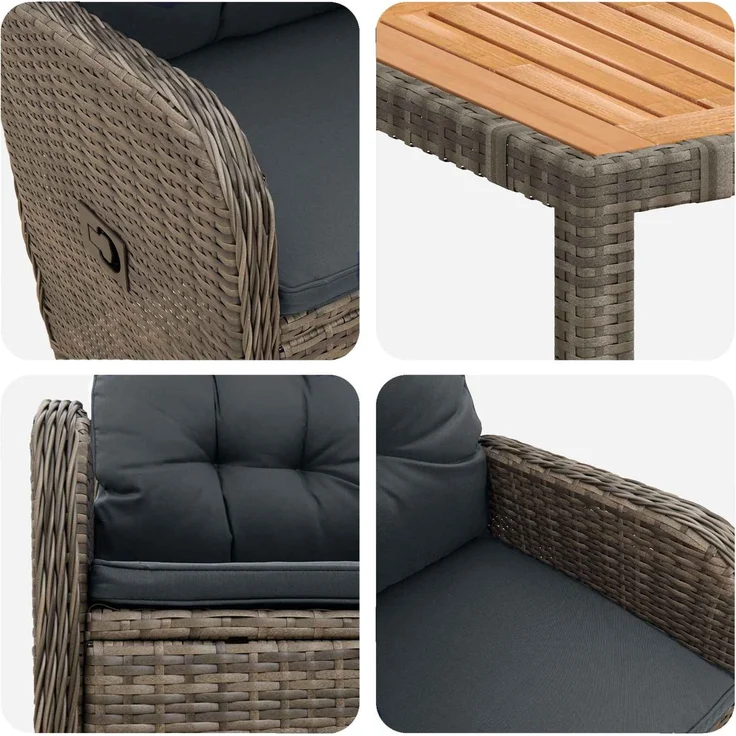 vidaXL Outdoortisch-Set 9 stk. Hellgrau und Dunkelgrau 3422289 – Bild 7