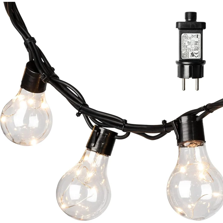 hellum LED Party Lichterkette außen, Lichterkette Glühbirnen warmweiß mit 10 Lampen, beleuchtete Länge 4,5m, 59 lm Partybeleuchtung Zimmer Garten Balkon Party Innen und Außen 577884 – Bild 2