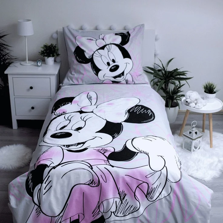 Disney Minnie Mouse Baumwoll-Bettwäsche 140x200 cm Deckenbezug + 70x90 cm Kissenbezug mit Reißverschluss – Bild 1