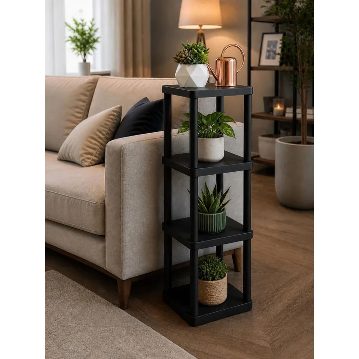 Skye Decor 'Sakura 4 - Black' Kunststoff-Mehrzweckregal, Schwarz, 23 x 102 x 23 cm