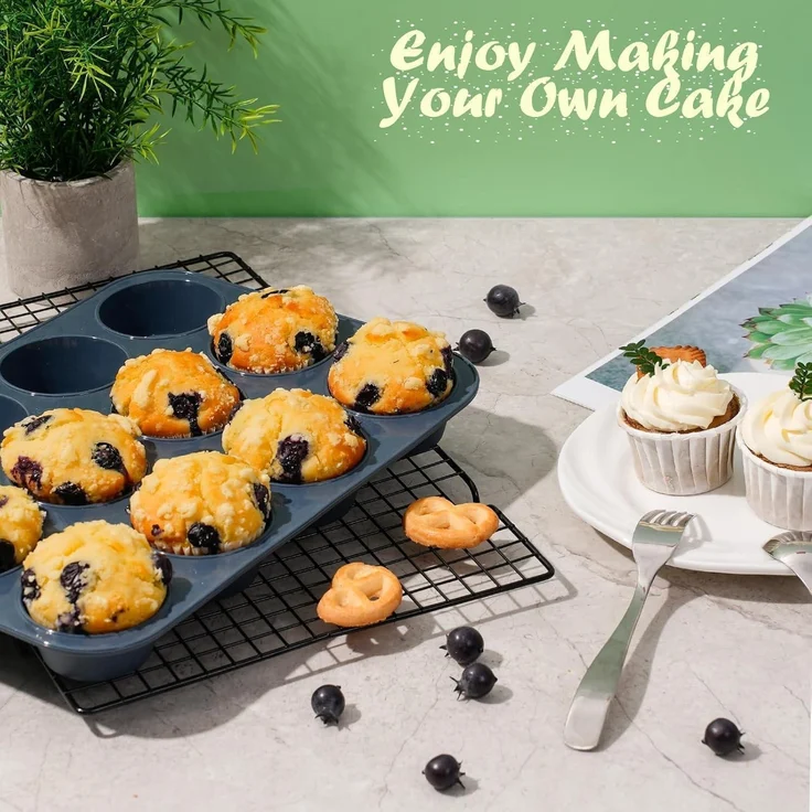 Silikon Muffinform Antihaft Backblech für Muffins Cupcakes Kuchen 33 x 25 x 3 cm – Bild 5