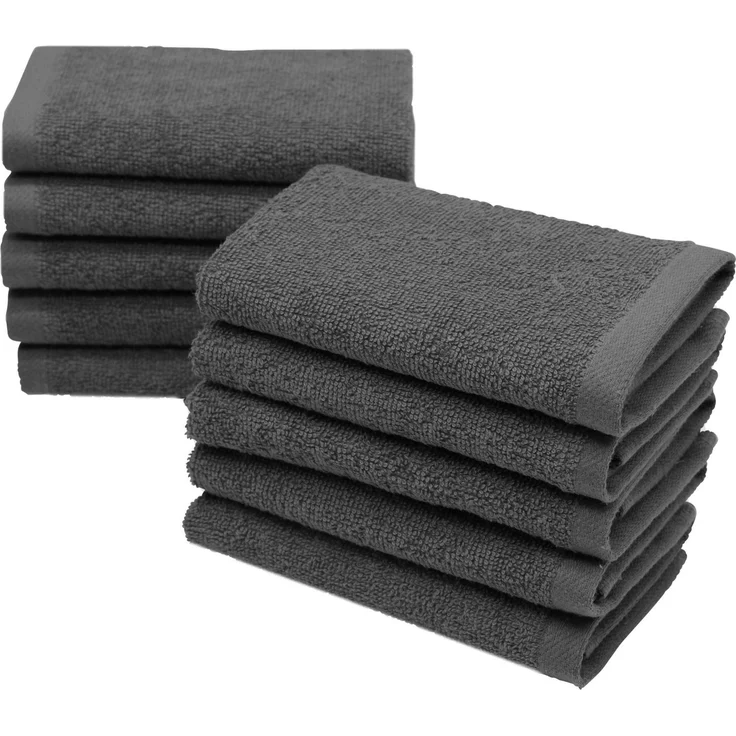 ZOLLNER 10er Set Seiftücher, Baumwolle, 30x30 cm, 420g/qm, dunkelgrau – Bild 1
