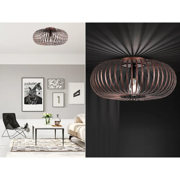 LED Deckenleuchte Gitter Lampenschirm Metall in Kupfer antik Ø 40cm