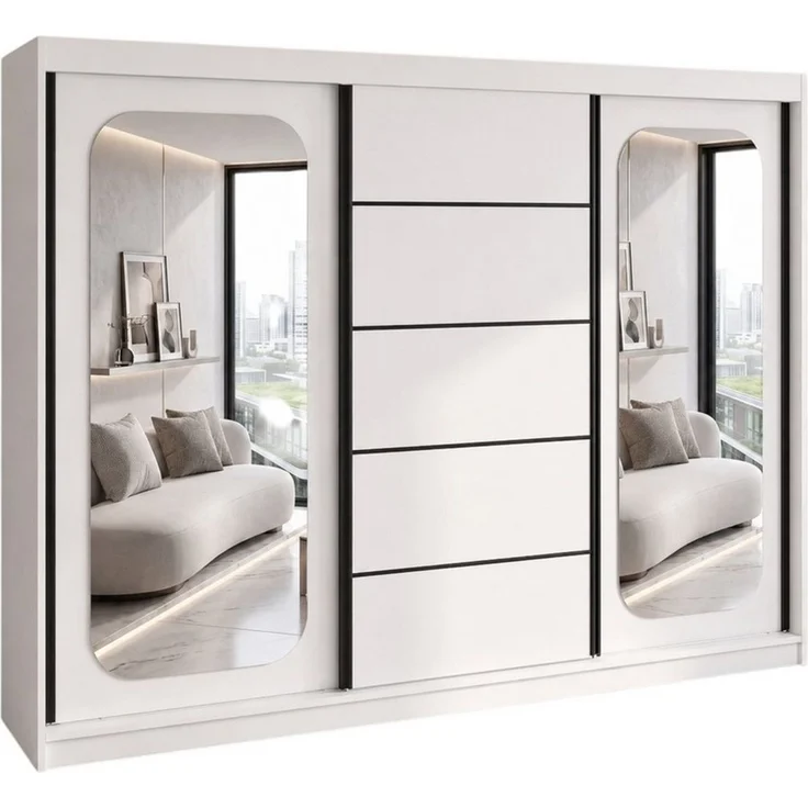 A&J MöbelLand GmbH Schiebetürenschrank BELANO – Moderner Kleiderschrank mit Schiebetüren (Die perfekte Kombination aus modernem Design, hoher Funktionalität und großzügigem Stauraum für Kleidung, Bettwäsche und Accessoires, erhältlich in verschiedenen ... – Bild 1