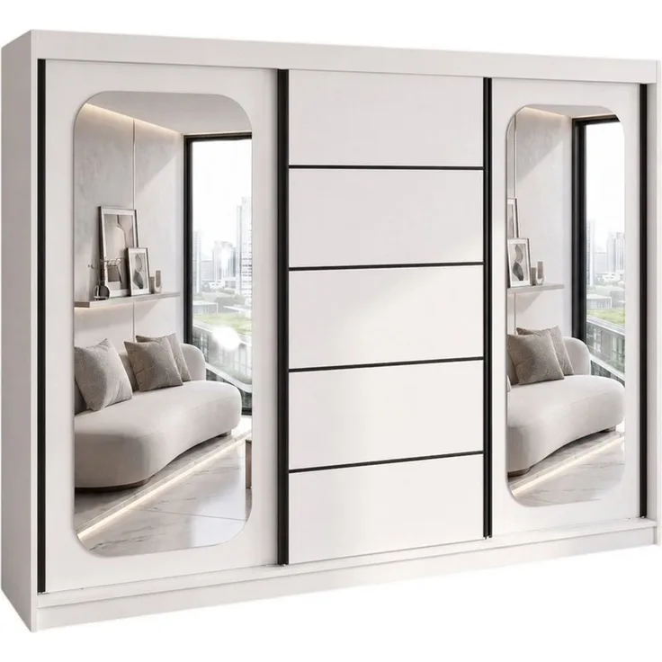 A&J MöbelLand GmbH Schiebetürenschrank BELANO – Moderner Kleiderschrank mit Schiebetüren (Die perfekte Kombination aus modernem Design, hoher Funktionalität und großzügigem Stauraum für Kleidung, Bettwäsche und Accessoires, erhältlich in verschiedenen ...