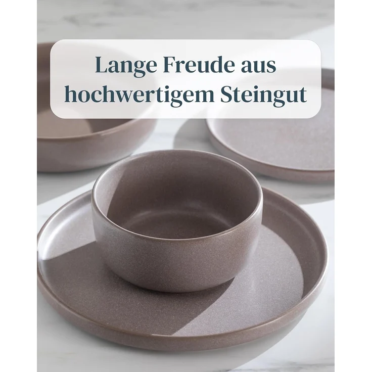 PURE LIVING INTERIOR DESIGN Geschirr-Set 6 Pers. 24-tlg - Hochwertiges Steingut Geschirrset - Tafelservice (24-tlg), 6 Personen, Steingut, Geschirr Set - Schüssel- und Teller Set – Bild 6